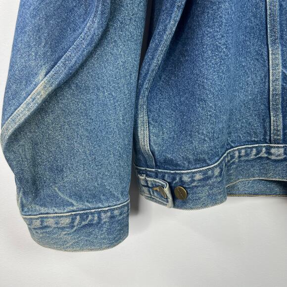 Carhartt Men Trucker Jacket Logo Patch Lined Blue Denim Distressed Size 3XL Tall - Picture 6 of 14